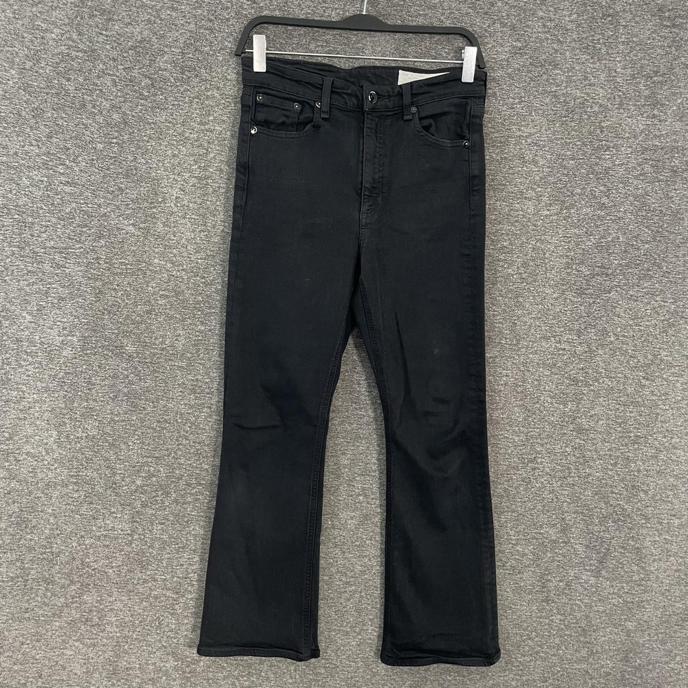 Rag & Bone Nina High Rise Ankle Flare Jeans Womens 27 Black Stretch Denim‎ 27x27
